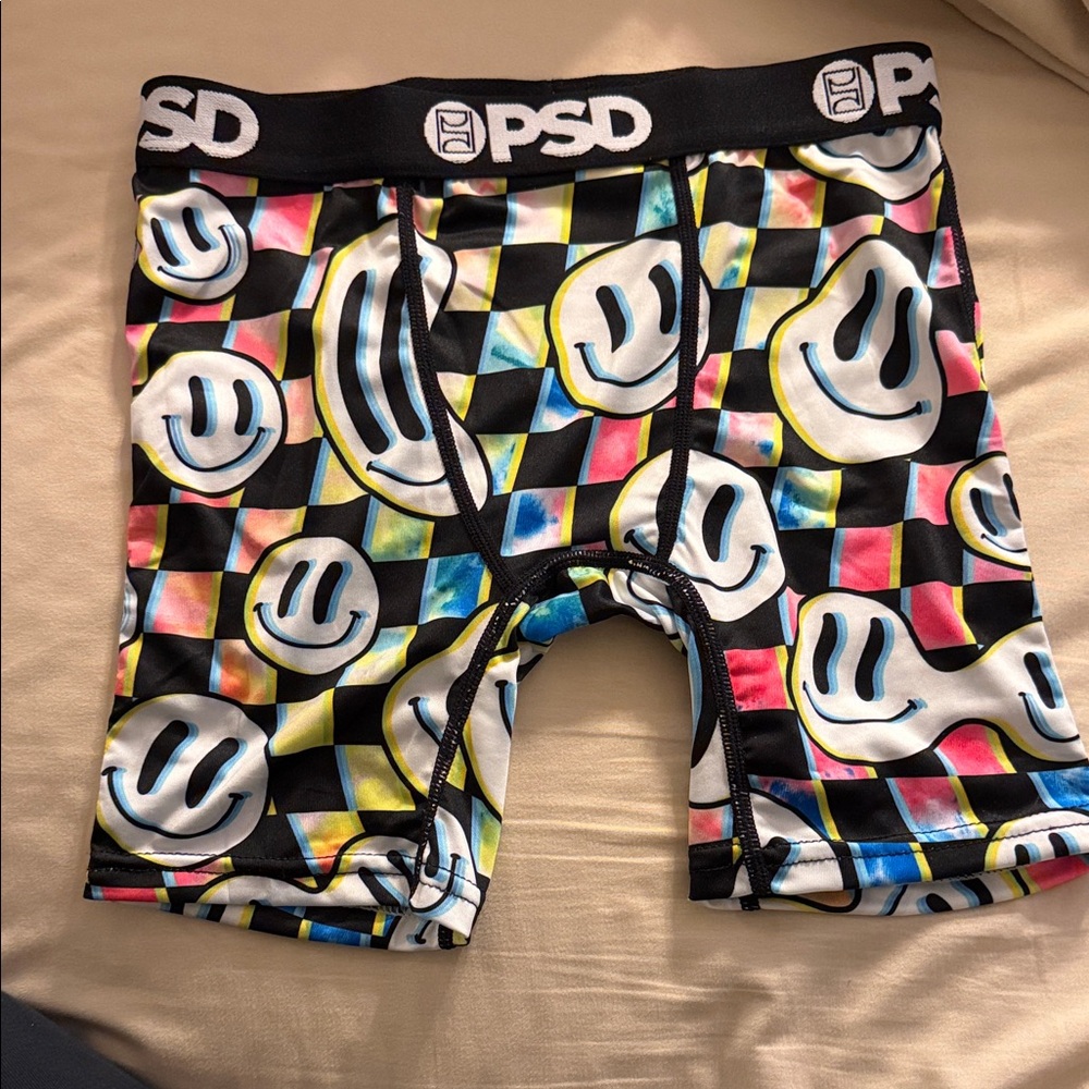 PSD Kids Checkered Smiley Boxer Briefs - Black and Multicolor